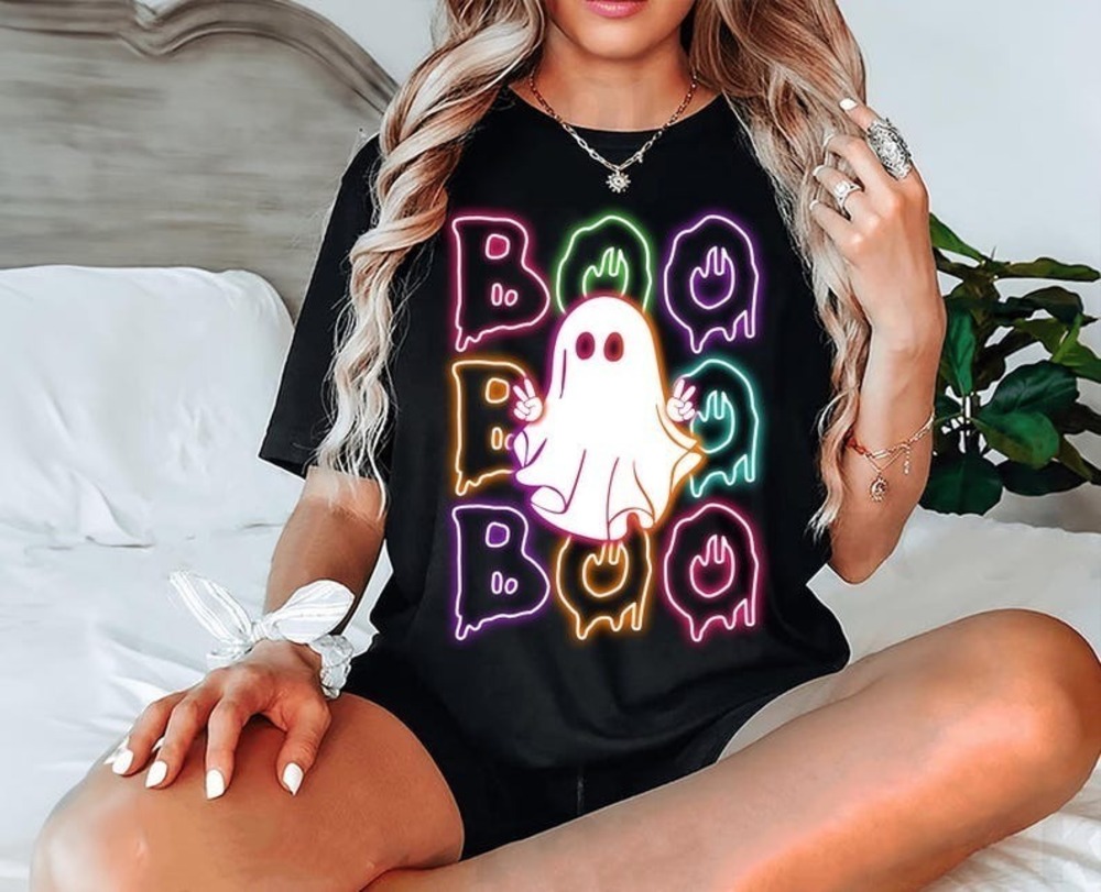 Neon Halloween Shirt Sign Tshirt Lover Gift Unique Spooky Retro T Shirt